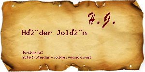 Héder Jolán névjegykártya